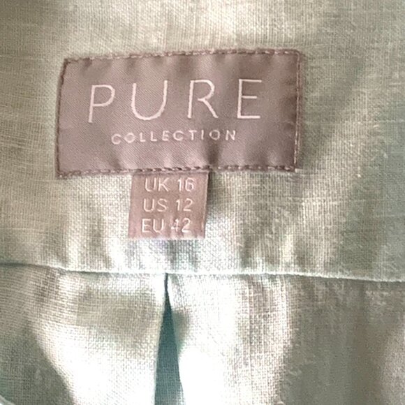 PURE Collection Linen Tunic Top Pastel Blue-Green/Aqua Sz 12 #230F - Picture 5 of 7